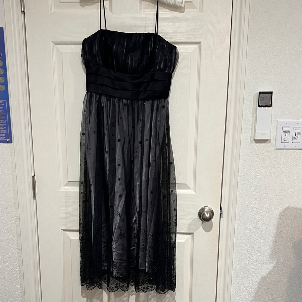 OC by Oleg Cassini Black and Gray Prom Dress